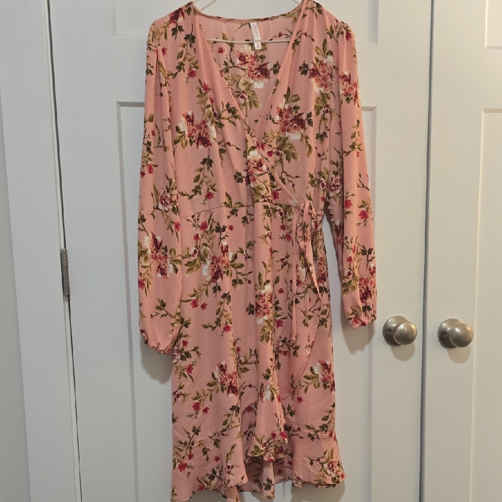 Xhilaration Pink Ruffled Long Sleeve Sundress